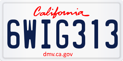 CA license plate 6WIG313