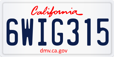 CA license plate 6WIG315