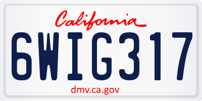 CA license plate 6WIG317
