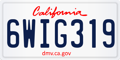 CA license plate 6WIG319