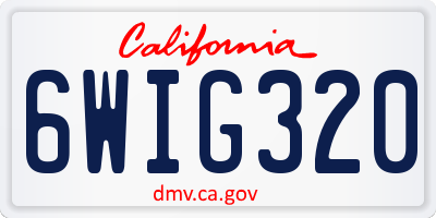 CA license plate 6WIG320