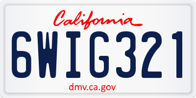 CA license plate 6WIG321