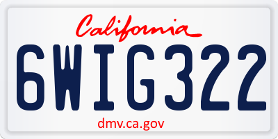 CA license plate 6WIG322