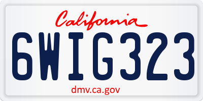 CA license plate 6WIG323