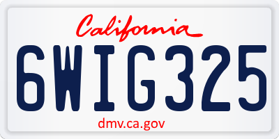CA license plate 6WIG325