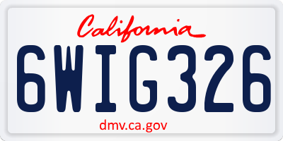 CA license plate 6WIG326