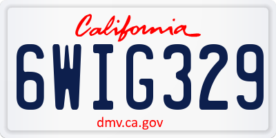 CA license plate 6WIG329
