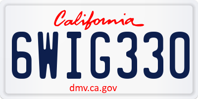 CA license plate 6WIG330