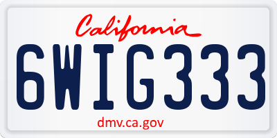 CA license plate 6WIG333
