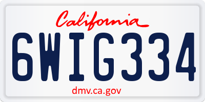 CA license plate 6WIG334