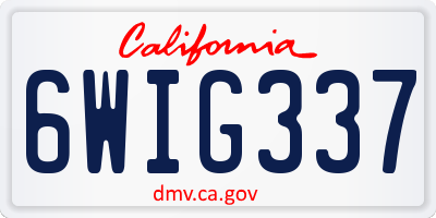 CA license plate 6WIG337