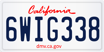 CA license plate 6WIG338