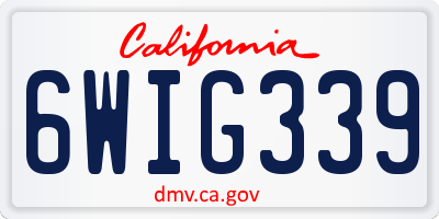 CA license plate 6WIG339