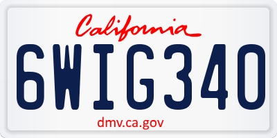 CA license plate 6WIG340
