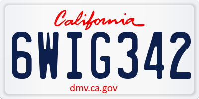 CA license plate 6WIG342