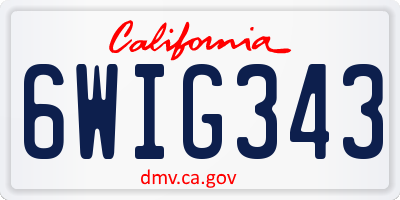 CA license plate 6WIG343