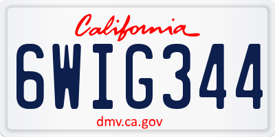 CA license plate 6WIG344