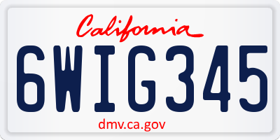 CA license plate 6WIG345