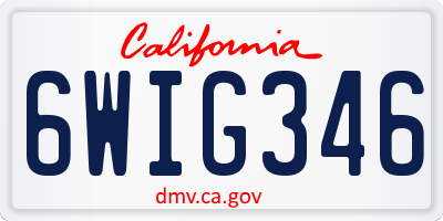 CA license plate 6WIG346