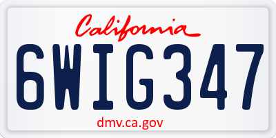 CA license plate 6WIG347