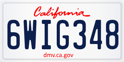 CA license plate 6WIG348