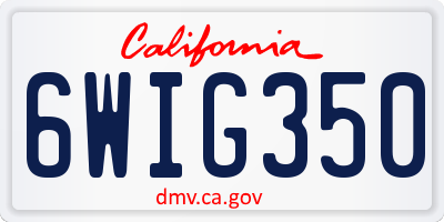 CA license plate 6WIG350