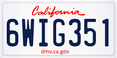 CA license plate 6WIG351