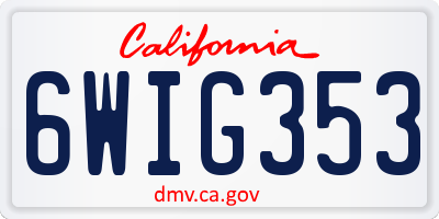 CA license plate 6WIG353