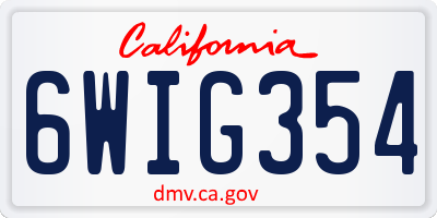 CA license plate 6WIG354