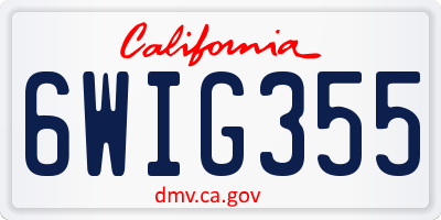 CA license plate 6WIG355