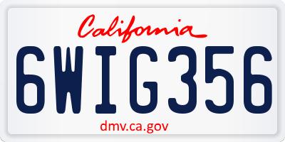 CA license plate 6WIG356