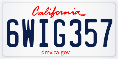 CA license plate 6WIG357