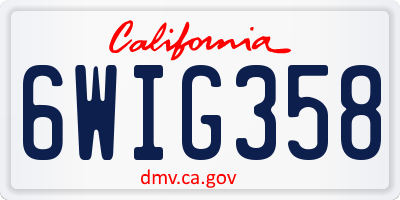 CA license plate 6WIG358