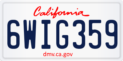 CA license plate 6WIG359