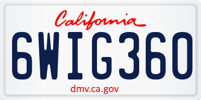 CA license plate 6WIG360
