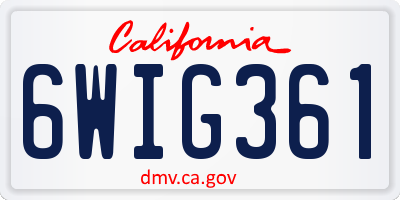 CA license plate 6WIG361