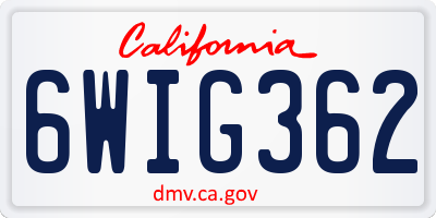 CA license plate 6WIG362