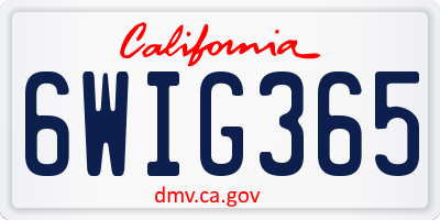 CA license plate 6WIG365