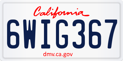 CA license plate 6WIG367