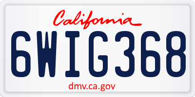 CA license plate 6WIG368