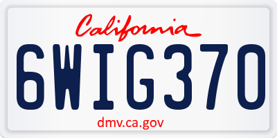 CA license plate 6WIG370