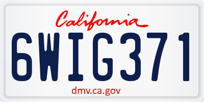 CA license plate 6WIG371