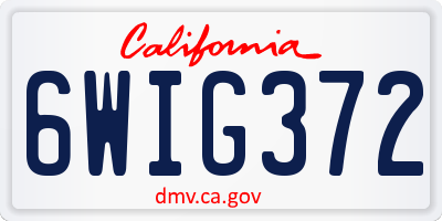CA license plate 6WIG372