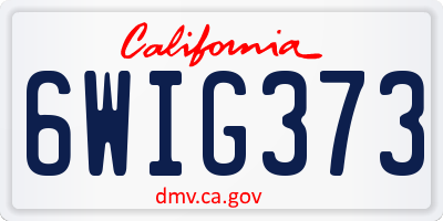 CA license plate 6WIG373