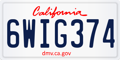 CA license plate 6WIG374