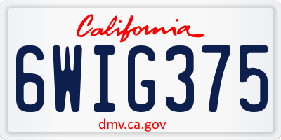 CA license plate 6WIG375
