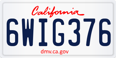 CA license plate 6WIG376