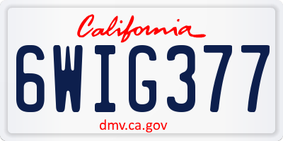 CA license plate 6WIG377