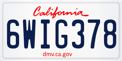 CA license plate 6WIG378