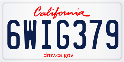 CA license plate 6WIG379